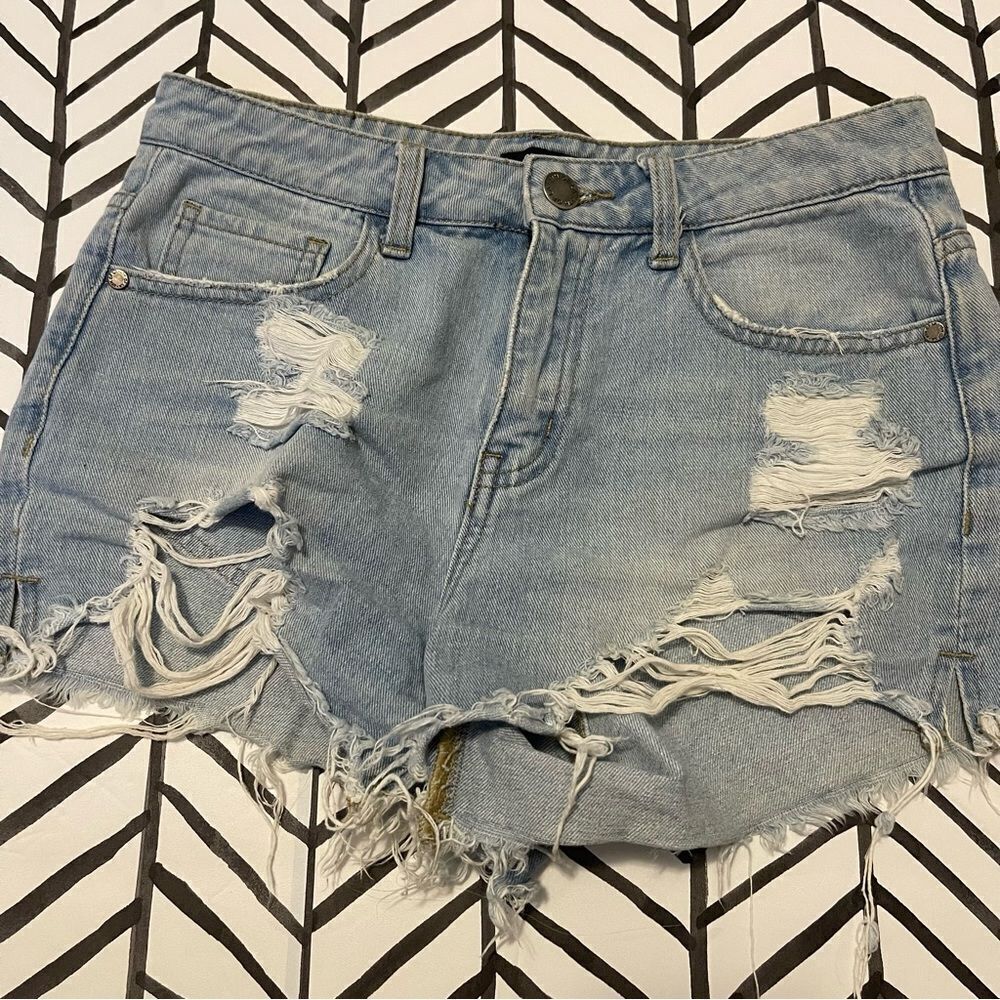 8th of LA Distressed Light Wash Jean Shorts